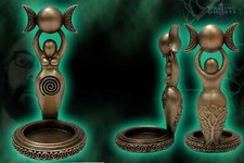 Triple Moon Goddess Wiccan Tea Light Holder Witchcraft Altar Pagan Fertility