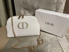 Christian Dior white Ivory Cosmetic pouch converted to cross body shoulder bag