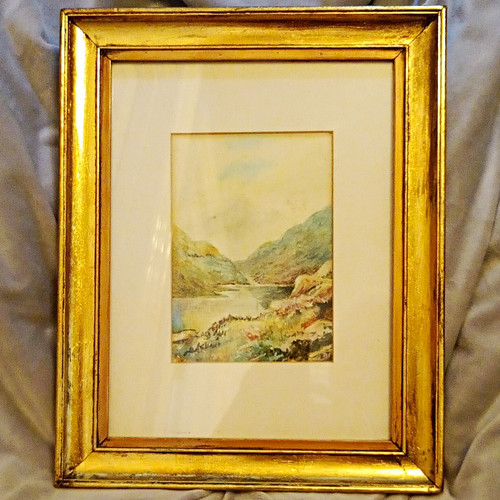 Lake district watercolour gold - lake,