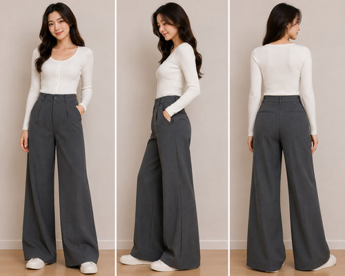Women grey pinstripe wide - women’s,