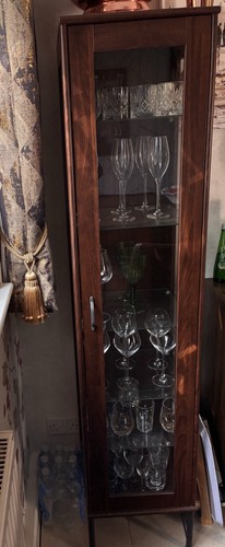 Tall brown wood glass front - brown,