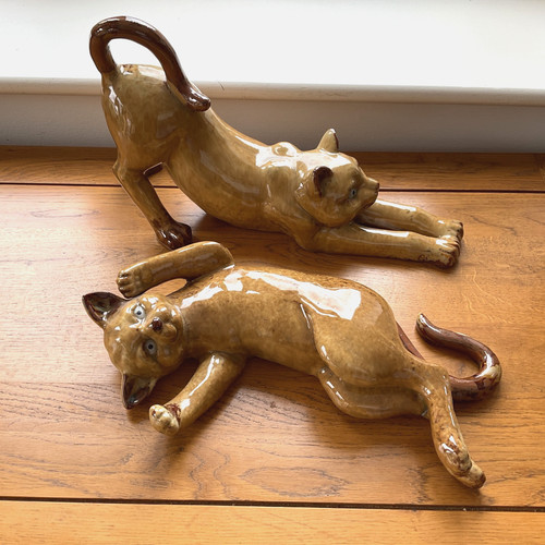 Pair large vintage - ceramic, art