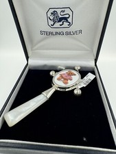 Sterling Silver Child’s Christening Teddy Rattle.Gift Boxed