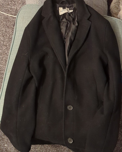 Topman black wool overcoat - wool,