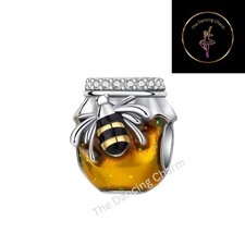 🩷Honey Bee Charm Bead Pot Jar Bumblebee Insect Genuine S925 Sterling Silver 🩷