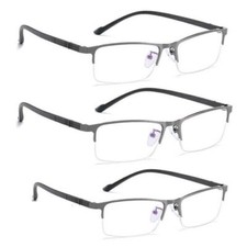 3 Pack Men Women Metal Lightweight Half Rimless Reading Glasses UK