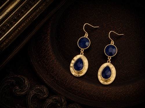 Gold tone navy - gold, crystal