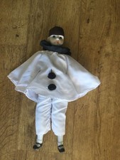 Vintage Porcelain Pierrot Clown Doll With Stuffed Body 1980's
