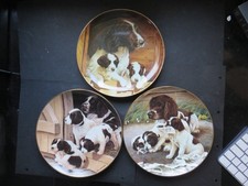 3 * Franklin Mint Plates Featuring Spaniel & Spaniel Pups by Nigel Hemming
