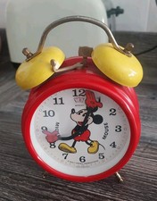 Vintage Mickey Mouse Alarm Clock Wind Up Made In Germany Disney Collectable