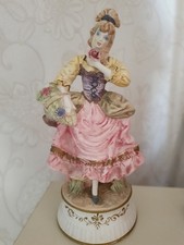 Stunning Vintage Large Capodimonte Figurine Of Girl With Flowers