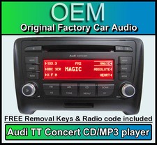 Audi TT CD player radio stereo with code and removal keys Concert MP3 Headunit