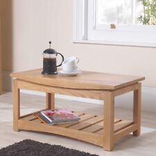 Small Coffee Table Solid Wood Living Room Furniture -  Crescent Solid Oak