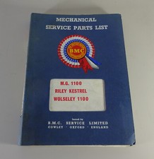 Parts List BMC ADO16 MG 1100 / Riley Kestrel / Wolseley 1100 Mechanic