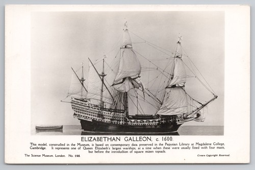 Rppc elizabethan galleon - rppc,
