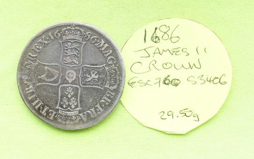 1686 silver crown coin king - silver,