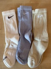 Nike Everyday Plus Crew Socks x 3 Pale Blue/Pale Yellow/Cream Size 5-8 New