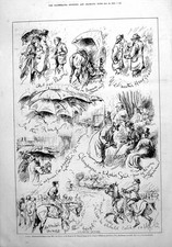 Antique Print Kingsbury Showers Sketches People Horses Stalking Horse 1875