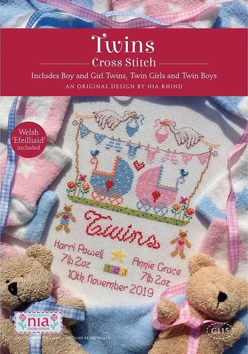 Twins baby birth sampler - twins, cross
