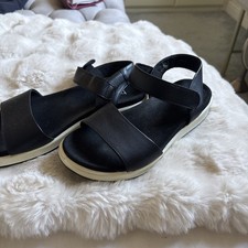 Hotter Black Leather Sandals Size 6. Excellent Condition Silver Stud