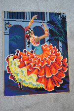 Vintage Tapestry Spanish Tango Flamenco Women Dancer 59x46cm approx