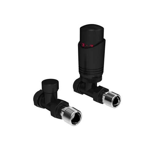 Black straight trv radiator - black,