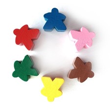 6 Wooden meeples Track Marker