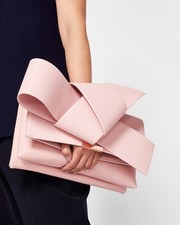 Brand New Ted Baker ASTERR Pink Leather Giant Bow Clutch/Crossbody Bag RRP £229
