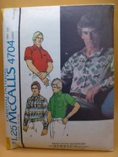 VTG 70s McCALL'S 4704 MEN'S STRETCH-KNIT SHIRTS-46-48" XL CHEST SEWING PATTERN