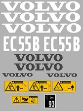 VOLVO EC55B DIGGER COMPLETE DECAL STICKER SET WITH SAFETY WARNING DECALS
