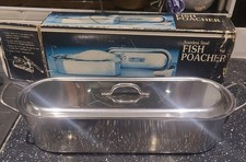 STAINLESS STEEL FISH KETTLE FISH POACHER WITH LID + LIFT OUT DRAINER 