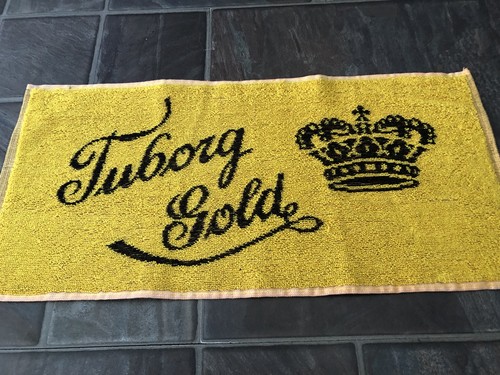 Vintage tuborg gold beer towel - vintage,