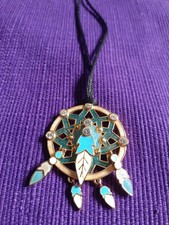 *BROOKS & BENTLEY* dreamcatcher Enamel Diamante Pendant On Silky Cord Necklace