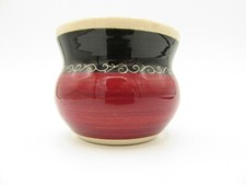 JO IOW Handmade Pottery on the Isle of Wight- Red & Black Miniature Pot 2.5"H