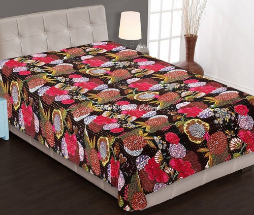 Reversible ethnic kantha quilt - reversible,