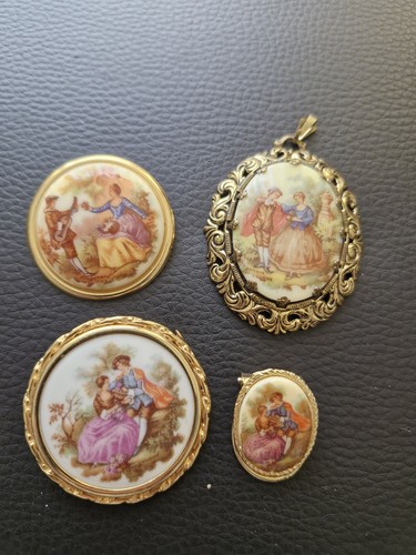 Vintage porcelain brooches and - vintage,