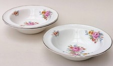 Floral Chintz Dessert Pudding Bowls x 3 Pink Roses Wild Flowers 1930s Vintage