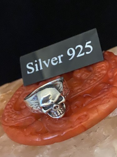 Solid silver skull ring - silver,