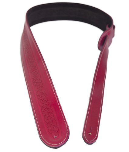 Red embossed guitar strap - guitar, by