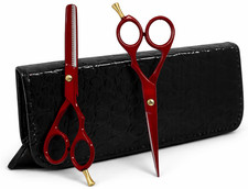 Red hairdressing scissors - hairdressing,