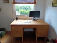 1930s vintage double pedestal oak teacher's desk by Astrola