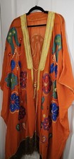 Womens Besht Dubai Style Open Abaya Kimono Handstitched Orange New One Size