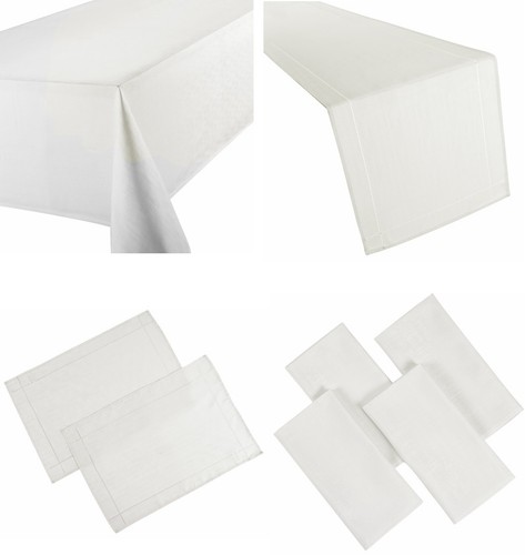 Linen look white table cloths - look,
