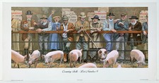 Country Folk Pig Auction by John Edwards (JEDD) Reproduction Print