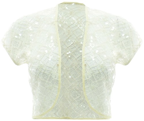 Cream lace bolero - lace, sequin