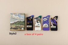 4-Pair Van Gogh Series Oil Painting Men's Mid-Tube Socks Gift Box Set