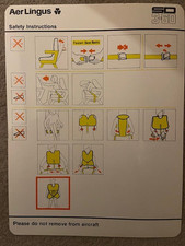 Aer Lingus Shorts 360 Safety card AVIATION MEMORABILIA