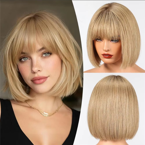 Gold blonde short straight - blonde,