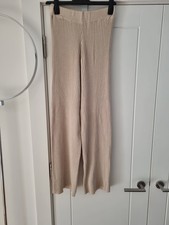 QED London Brand New S/M Stretchy Rib Knit Oatmeal Trousers