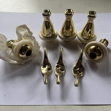 5 x Blind - Shower - Light - Cord - Polished Brass Weighted Pulls + 3 x Hooks